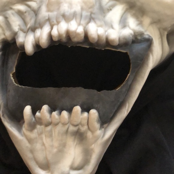 Grim Reaper hooded skeleton mask and skeleton hands costume - Picture 4 of 16